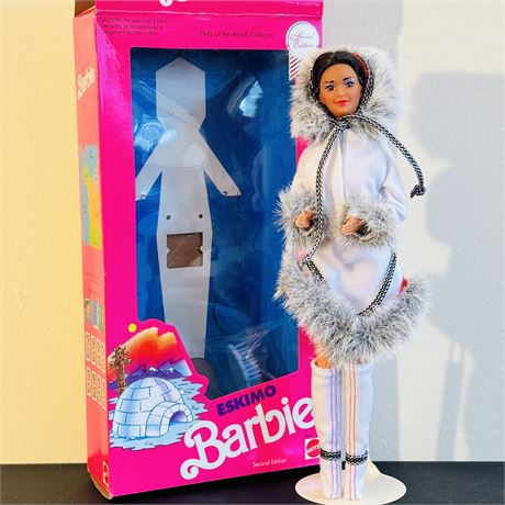 1990 Dolls of the World 2nd Edition Eskimo Barbie - Open Box/Doll Loose