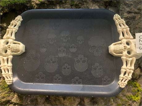 Black Plastic Halloween Skeleton/Skull Decorated Tray