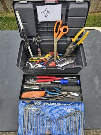 Tool Box & Mixed Hand Tools: Channel Locks/Needle Nose/Wrenches & More