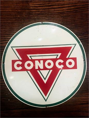 Tin Replica Conoco Gas Pump Round Advertising Sign