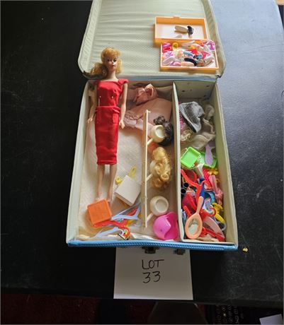 Vintage #7 Blonde 1958 Barbie with Clothes, Shoe, Case & More