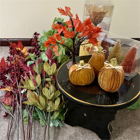 Fall Decorators Lot with Faux Floral Floor Vase Sticks, Grape Vine Picks & More