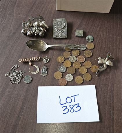 Mixed Vintage Jewelry & Coins, Sterling & Wheat Pennies