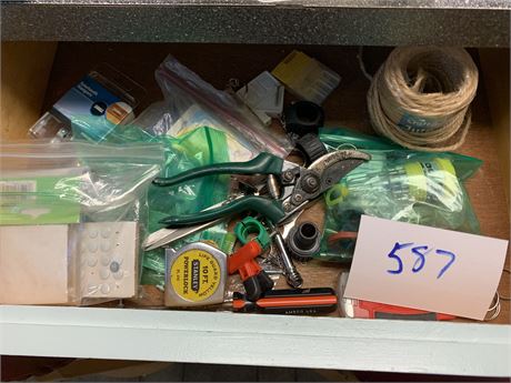 Kitchen Junk Drawer Clean Out Twine Tape Measure Scissors Chip Clips & More