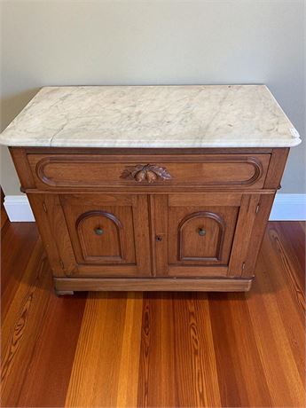 Antique Marble Top Washstand/Dry Sink With Drawer