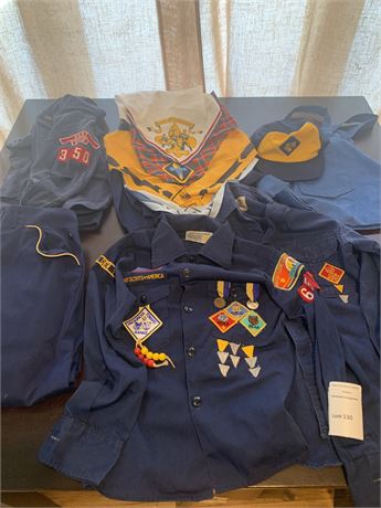 Vintage Cub Scout Uniforms From the 1970s 4 Shirts, One Pair of Pants