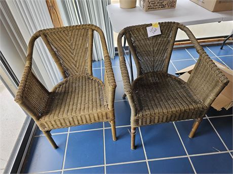 (2) Vintage Wicker Arm Chairs