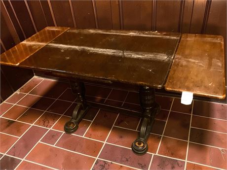 Dark Oak Draw-Leaf Dining Table W/Trestle Base