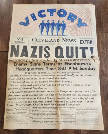 Cleveland News "Nazi's Quit" Newspaper