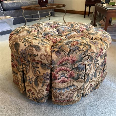 Floral Upholstered Tufted Ottoman - 29"D