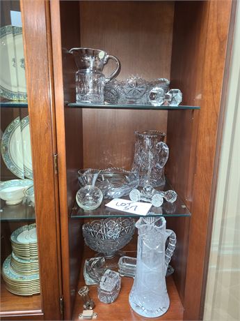 Vintage Cut Glass & Crystal Lot: Tankard/Footed Bowl/Salt Cellars & More