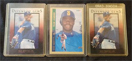 3 Ken Griffey Jr Baseballs Cards