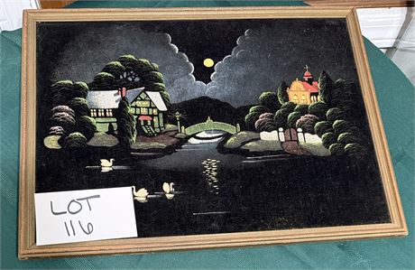 Vintage Velvet Painting 15.5” X 20.5”