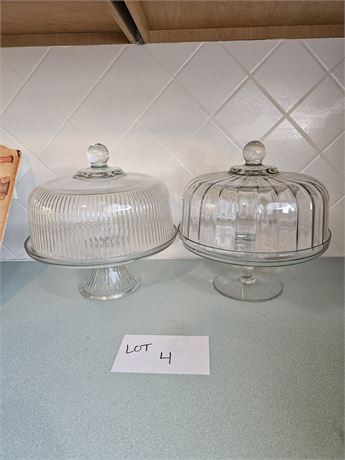 Two Lidded Footed Cake Plates