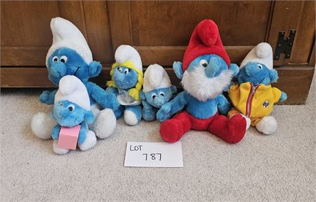 Vintage Smurf Mixed Plush Toy Lot - Wallace Berrie & Co. 1980's Era - Sizes & Ch
