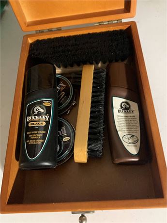 Shoe Shine Kit In Wood Box