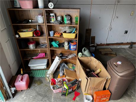 Garage shelves and items clean out