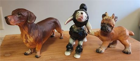 3 Porcelain Dog Figurines~1 Numbered Napco