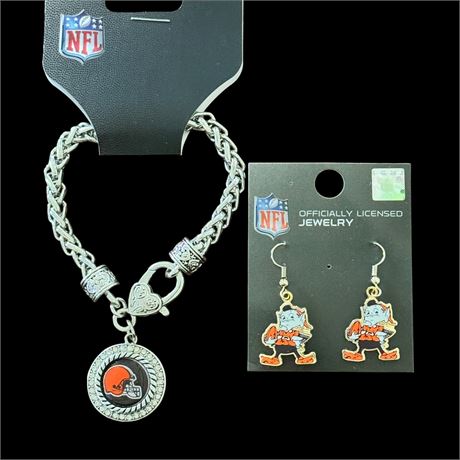 NEW Cleveland Browns "Brownie" Earrings and Helmet Charm Bracelet!