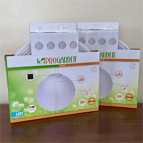 New Pro Garden Solar LED Hanging Lanterns x2