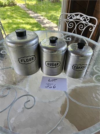 Vintage Italian Aluminum 3 Pc Canister Set