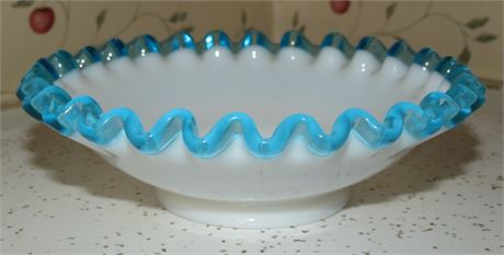 Vintage Fenton Aqua Crest Bowl