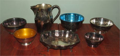 Silverplate Pitcher & Bowls