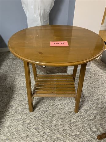 Vintage MCM Drop Leaf Oval Shaped Tea Trolley/Side Accent Table