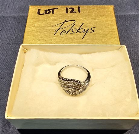 14k White Gold Cocktail Ring Sz 7 3.6 dwt