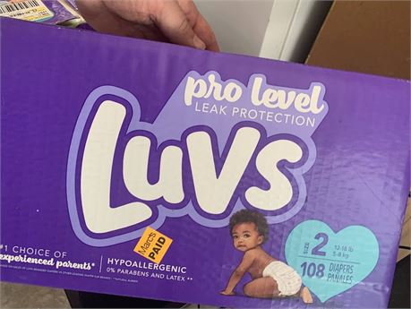 LUVS Pro Level Leak Protection Diapers Size 2 For 12 - 18 Pounds Box Of 108 NEW