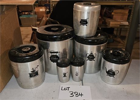 Vintage 50's Era Aluminum Westbend Canister Set & S&P Set