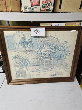 Large Garden Print In Wood Frame