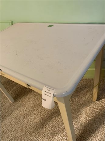 White Enamel Top Kitchen or Work Table With Storage Drawer