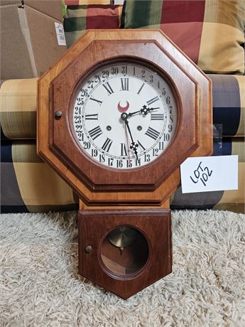 Wood Regulator Wall Clock - No Key