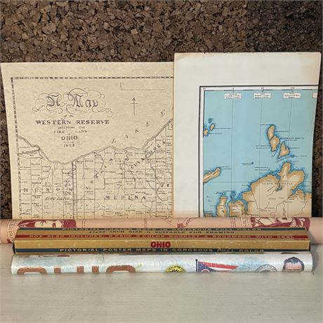 Small Collection of Vintage Maps - Ohio Map w/ Box is Sealed!