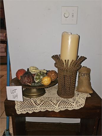 Mixed Home Decor- Rebar Wire Candle Holder, Copper Plate & More