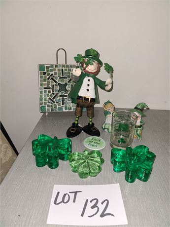 St. Patricks Day Theme Decor: AGC Glass Shamrock Candle Holders/Figurines & More