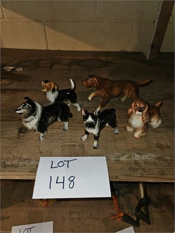 Mixed Dog Figurines- Beagle, Pointer, Boxer & More