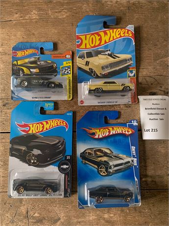 Hot Wheels Chevy Car Lot - Camaro, Chevelle Nova Lot of 4