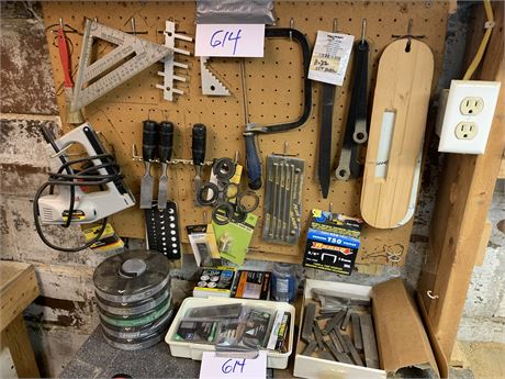 Basement Shelf Clean Out Hardware Metal Chisels Power Stapler and More