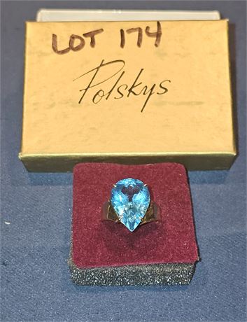 10k Blue Ice Cocktail Ring Sz 9 4.2 dwt