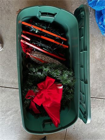 Large tote of Christmas decor