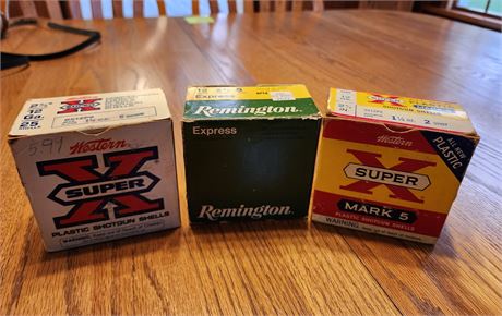 3-Full boxes 12GA. Shells- Western/Remington