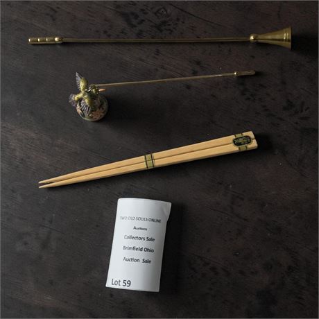 Brass Candle Snuffers & Japanese-Style Wooden Chopsticks