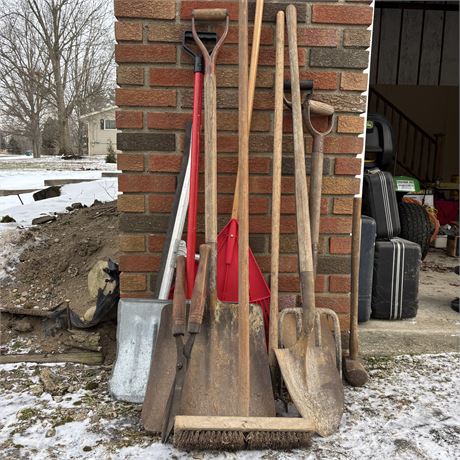 Yard Tools Lot - Various Shovels, Rake and More