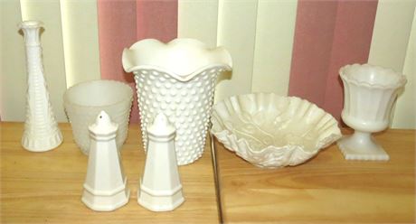 Assorted Milk Glass