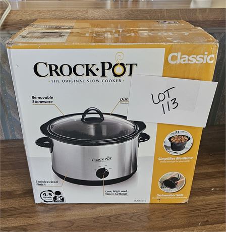 4.5qt Round Crockpot Slow Cooker In Box