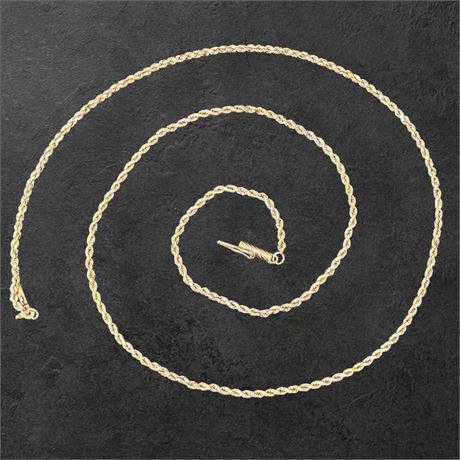 14k Yellow Gold 20" Rope Chain Necklace - 5.98g
