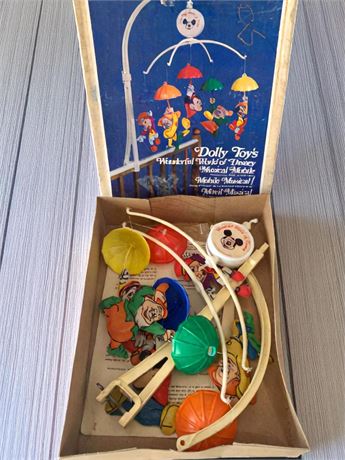 Vintage Dolly Toys Wonderful World of Disney Musical Mobile In Original Box