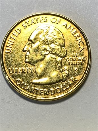 2000 Us Quarter Massachusetts Golden Copper Clad
